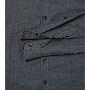 Redmond | Flanell-Hemd | Baumwolle Fischgrat | Kent-Kragen | Anthrazit