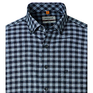 Redmond | Flanell-Hemd | Baumwolle Karo | Button-Down-Kragen | Blau