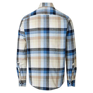 Redmond | Flanell-Hemd | Baumwolle Karo | Button-Down-Kragen | Blau Beige