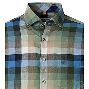 Redmond | Flanell-Hemd | Baumwolle Karo | Button-Down-Kragen | Gr�n Blau
