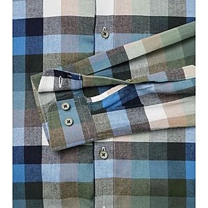 Redmond | Flanell-Hemd | Baumwolle Karo | Button-Down-Kragen | Gr�n Blau