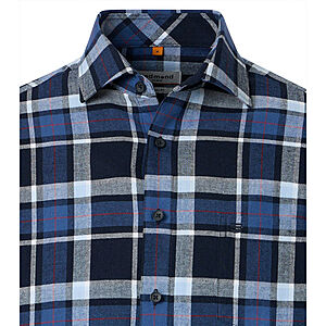 Redmond | Flanell-Hemd | Baumwolle Karo | Kent-Kragen | Blau