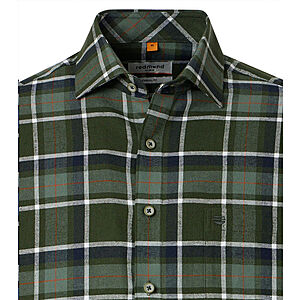 Redmond | Flanell-Hemd | Baumwolle Karo | Kent-Kragen | Oliv