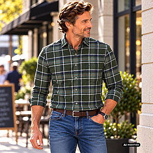 Redmond | Flanell-Hemd | Baumwolle Karo | Kent-Kragen | Oliv