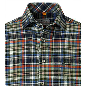 Redmond | Flanell-Hemd | Baumwolle Karo | Kent-Kragen | Oliv