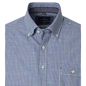 CasaModa | Freizeithemd Kurzarm | Baumwolle | Button-down-Kragen | Blau Vichy-Karo