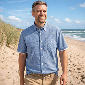 CasaModa | Freizeithemd Kurzarm | Baumwolle | Button-down-Kragen | Blau Vichy-Karo