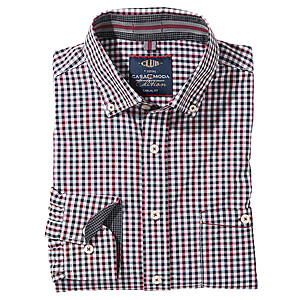 Casa Moda | Langarmhemd Club | Button-down-Kragen | Schwarz Wei Bordeaux