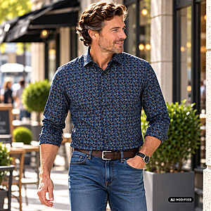Redmond | Flanell-Hemd | Baumwolle Druck | Kent-Kragen | Blau
