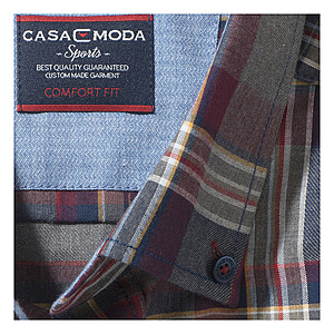 Casa Moda | Baumwoll-Hemd pflegeleicht | Button Down Kragen | Blau Rot Bordeaux