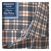 Redmond | Baumwoll-Karo-Hemd | Kent Kragen | Grau-Caramel