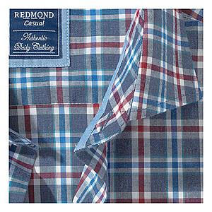 Redmond | Baumwoll-Karo-Hemd | Kent Kragen | Blau-Rot