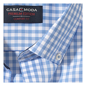 Casa Moda | City-Hemd bgelfrei | Button-down Kragen | Blau-Karo