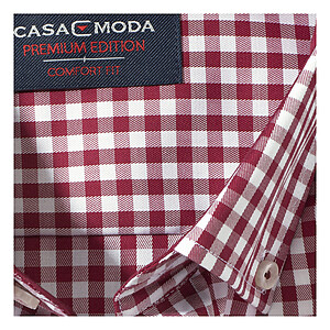 Casa Moda | City-Hemd bgelfrei | Button-down Kragen | Rot-Karo