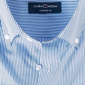 Casa Moda | City-Hemd | Button down Kragen | Bgelfreie Baumwolle | Hellblau Streifen