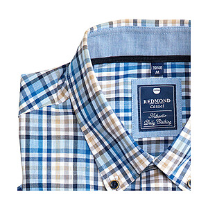 Redmond | Lssig-modernes Sommerhemd | Halbarm | Button-down-Kragen | blau Karo