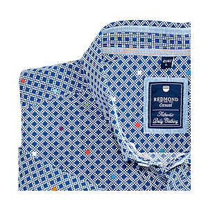 Redmond | Lssig-modernes Sommerhemd | Halbarm | Button-down-Kragen | hellblau Druck
