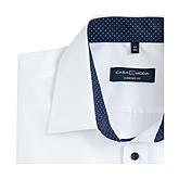 Casa Moda | City Hemd bügelfrei | Kent-Kragen | Weiß mit blauem Besatz