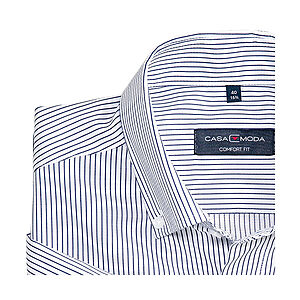 Casa Moda | Bgelfreies City-Hemd | Kurzarm | Reine Baumwolle | Button-down-Kragen | Wei Streifen