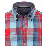 Casa Moda | Halbarm-Sommerhemd | Baumwolle | Button-Down-Kragen | Rot Blau Karo