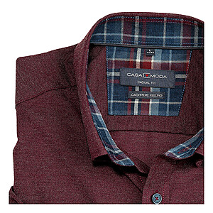 Casa Moda | Hemd Cashmere Feeling | Baumwolle | Button down Kragen | Bordeaux uni