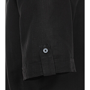 Redmond | Halbarmhemd | Leinen-Baumwoll-Mix | Button-down-Kragen | Schwarz