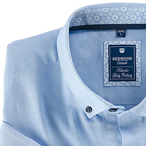 Redmond | Halbarmhemd | Leinen-Baumwoll-Mix | Button-down-Kragen | Blau