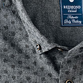 Redmond | Flanell-Hemd | Bedruckte Baumwolle | Button-down-Kragen | Grau