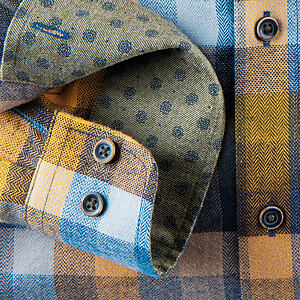 Redmond | Flanell-Hemd | Baumwolle Karo | Button-down-Kragen | Moos-Ocker