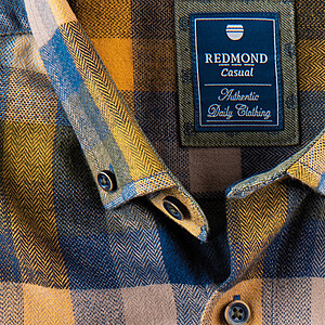 Redmond | Flanell-Hemd | Baumwolle Karo | Button-down-Kragen | Moos-Ocker