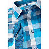 Redmond | Multicolour Kurzarm-Hemd | Kent-Kragen Baumwolle | Blau