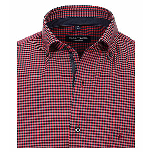 Casa Moda | Businesshemd | Kurzarm Baumwolle | Button down Kragen | Rot Karo