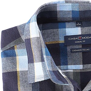 Casa Moda | Flanell-Hemd | Cashmere-Feeling | Kent-Kragen | Baumwolle | Blau Karo