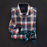 Casa Moda | Herbstliches Männerhemd | Baumwolle | Button-Down-Kragen | Blau-Terra Karo