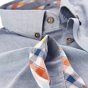 Redmond | Halbarm-Hemd | Oxford Baumwolle | Button down Kragen | Jeansblau