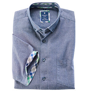 Redmond | Halbarm-Hemd | Oxford Baumwolle | Button down Kragen | Jeansblau