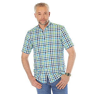 Redmond | Halbarm-Hemd Sommer-Karo | Oxford Baumwolle | Button down Kragen | Blau Grn