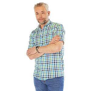 Redmond | Halbarm-Hemd Sommer-Karo | Oxford Baumwolle | Button down Kragen | Blau Grn