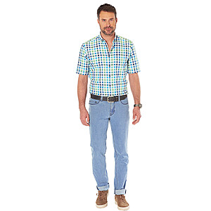Redmond | Halbarm-Hemd Sommer-Karo | Oxford Baumwolle | Button down Kragen | Blau Grn