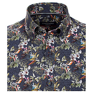 Casa Moda | Sommerhemd | Baumwolle | Button down Kragen | Blau Druck