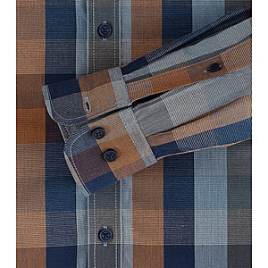 Casa Moda | Sporthemd Langarm | Baumwolle | Button-Down-Kragen | Blau-Braun-Karo