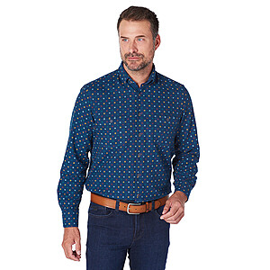 Redmond | Flanell-Hemd | Button-Down-Kragen | Blau Druck