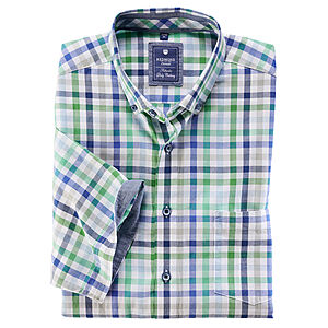 Redmond | Halbarm-Hemd | Button-Down-Kragen | Oxford-Karo | Blau Grn