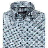 Casa Moda | Sommerhemd | Baumwolle | verdeckter Button-Down-Kragen | Mit Brusttasche | Druck blau