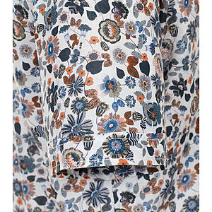 Casa Moda | Sommerhemd | Halbarm | Button-down-Kragen | Baumwoll-Leinen-Mischung | Blau Druck