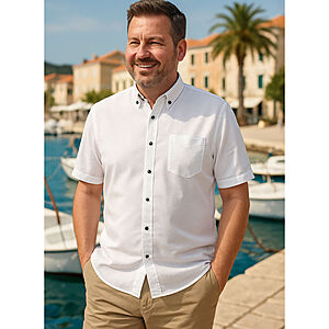 Casa Moda | Kurzarmhemd | Reines Leinen | Button-Down-Kragen | Weiss