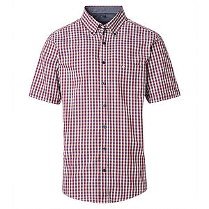 CasaModa | Halbarmhemd | Button-down-Kragen | Baumwolle | Vichy Karo Burgund