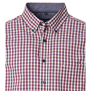CasaModa | Halbarmhemd | Button-down-Kragen | Baumwolle | Vichy Karo Burgund