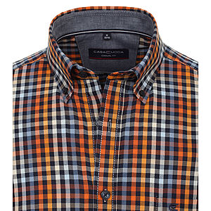 CasaModa | Sporthemd Baumwolle | Halbarm | Button-down-Kragen | Sportkaro Terra