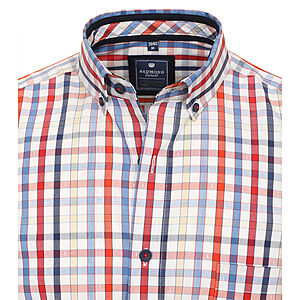 Redmond | Halbarmhemd | Baumwolle | Button-down-Kragen | Rot Sportkaro